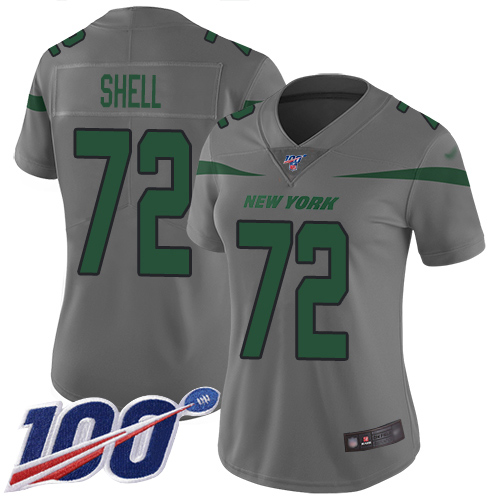 New York Jets Limited Gray Women Brandon Shell Jersey NFL Football #72 100th Season Inverted Legend